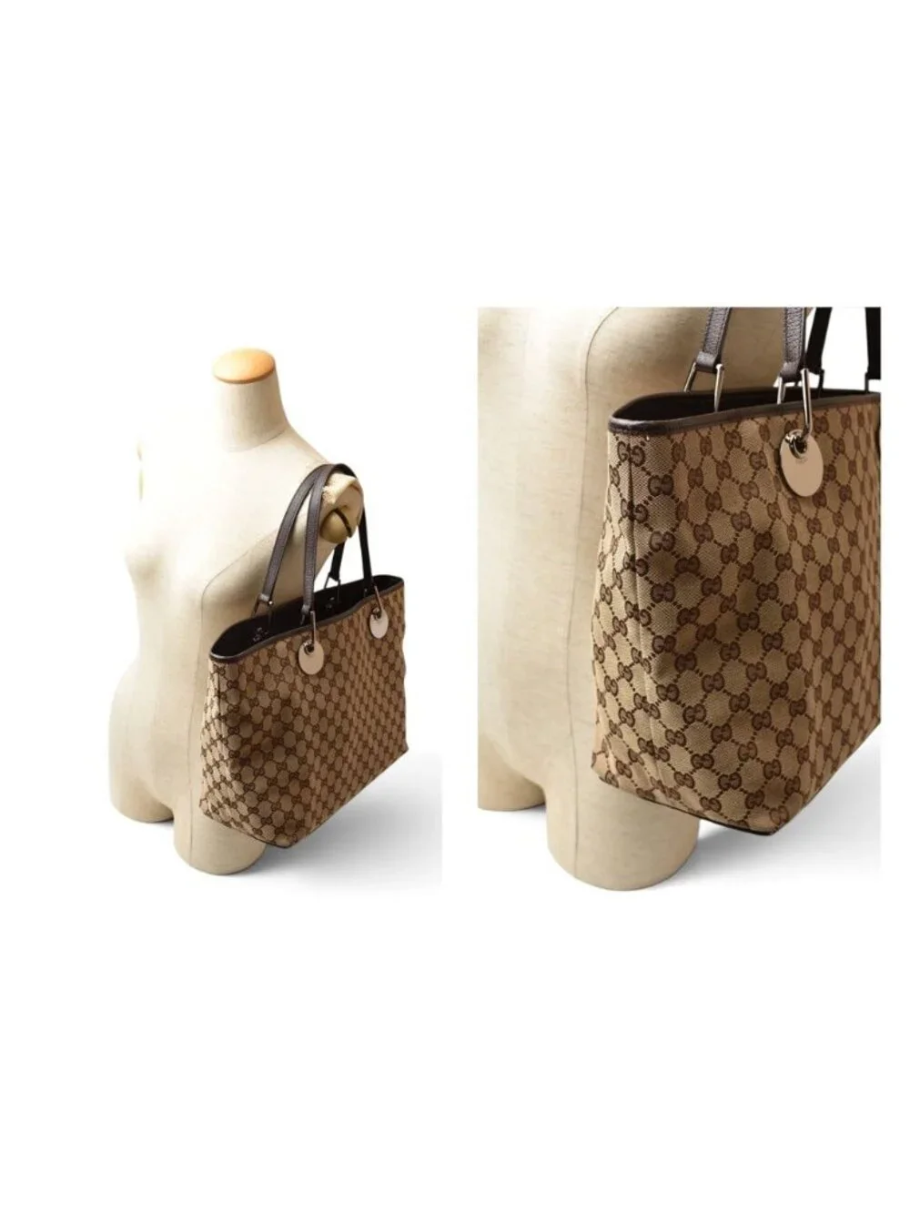 Gucci Tote Bag Shopping GG Canvas Beige Brown